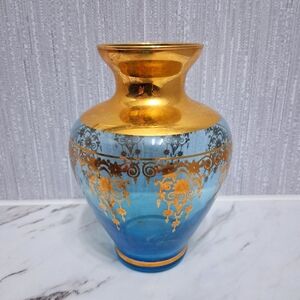 Vintage Ferro & Lazzarini Vecchia Murano Vase 24k Gold Art Glass